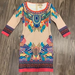 Flying tomato unique print fitted zip up dress